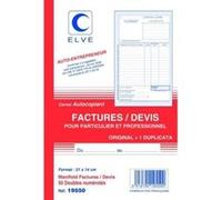ELVE Manifold AUTO-ENTREPRENEUR Facture/Devis 21 x 14 cm Vertical 50 dupli