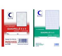 ELVE 22382 Manifold Autocopiant Imprimés 105x148mm 5x5 Mm Foliotage 50 Duplis Assorties