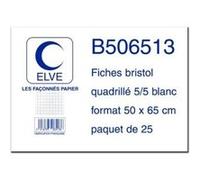 ELVE Fiches bristol B506513 500 x 650 mm quadrillées 5x5 190 g blanc – 25 fiches