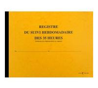ELVE Registre – Suivi hebdomadaire du temps de travail – 35 h – 240x320 mm – 108 pages – Noir