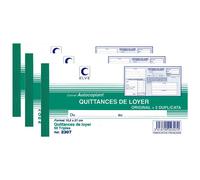 Elve Lot De 3 Manifolds 105x210mm 50 Feuillets Tripli Quittances Loyer