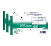 ELVE Lot de 3 Manifolds 105x210mm 50 Feuillets Tripli Quittances Loyer