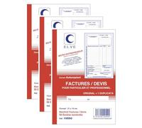 Elve - 1 manifold factures devis auto entrepreneurs 210x140mm - 50 pages doubles numérotés 19550 G