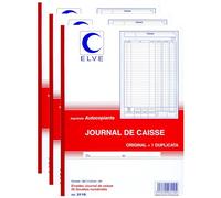 ELVE Lot de 3 Manifolds Journal de caisse 297 x 210 mm 50 feuillets dupli