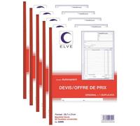 ELVE Lot de 5 Manifolds Devis - Offre de Prix A4 297 x 210 mm 50 Feuillets Dupli