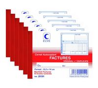 ELVE Lot de 6 Manifolds FACTURES 105 x 140 mm 50 Feuillets Dupli