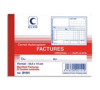 ELVE Manifold autocopiant facture format 10,5x14cm, 50 feuillets dupli