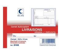 ELVE Manifold autocopiant Livraison format 10,5x14cm, 50 feuillets dupli