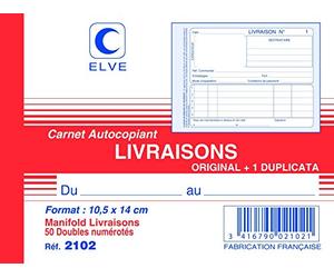 ELVE Manifold autocopiant LIVRAISONS 105 x 140 A6 Horizontal 50 Dupli