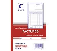 ELVE Manifold autocopiant Factures 210 x 140 mm 50 feuillets Dupli