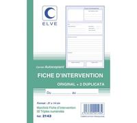 ELVE Manifold ficher d'intervention format 210x140 50 feuillets tripli