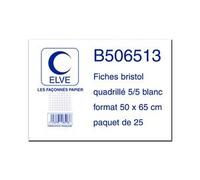 ELVE Pqt 25 Fiches bristol 50 x 65 cm 180g Unie Blanc