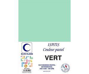 ELVE Pqt de 102 Chemises 160 g 240 x 320 mm ISATIS Coloris Pastel Vert