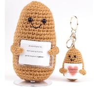 ELVENNA Coffret Cadeau Pomme De Terre Positive-Décoration Bureau avec Messages motivants Interchangeables - Support + Porte-Clés + Pièce Porte Bonheur-Cadeau original St Valentin Homme Femme Enfant