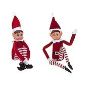 Elves Behavin' Badly Lot de 2-30 cm d'elfes pliés et posés - avec Visages en Vinyle et Mains serrées - Plus Les Elfes sont Grands, Plus Ils sont malicieux