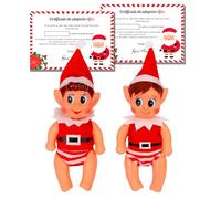 Elves Behavin' Badly - Pack de 2 bébés elfes de Noël avec certificats d'adoption, poupées de Noël, bébé elfe coquin, elfe bébé Noël, garçon et fille
