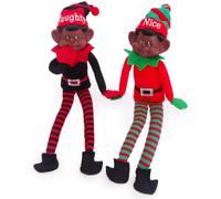 Elves with Attitude® Lot de 2-35 cm (14) - Lutin Noir Naughty et Nice de | Le duo de peluches de Noël par excellence - Visages espiègles en vinyle et mains qui entre elle - Du plaisir festif pour tous