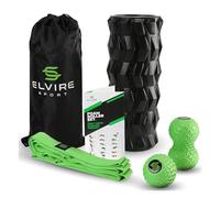 Elvire Weight-lifters Edition Rouleau de Massage pour Tissus Profonds, Comprend : en Mousse, Balle Cacahuète, Massage, Bandes D'étirement, Soulage la Douleur Dos