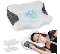 Elviros Oreiller Cervical CPAP, Oreiller Ergonomique Mémoire Forme Hauteur Et Fermeté Réglables, Compatible avec Divers Masques CPAP, Réduit Pression Et Fuites D’Air, pour Dormir Côté Ou Dos