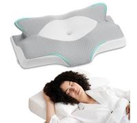 Elviros Oreiller Cervical Ergonomique, Oreiller Orthopédique en Mousse à Mémoire Cervicale, pour Dormir sur Le Côté, Le Dos et Le Ventre, 64×(11,5/13)×40 cm