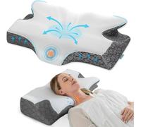 Elviros Oreiller Cervical Mémoire de Forme Ergonomique, Oreiller Orthopédique Douleurs Cervicales, Coussin Dormir Côté Dos, Housse Respirante Fraîche