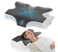 Elviros Oreiller Cervical Mémoire de Forme Ergonomique, Oreiller Orthopédique Douleurs Cervicales, Coussin Dormir Côté Dos, Housse Respirante Fraîche