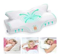 Elviros Oreiller Ergonomique Cervical, Oreillers Mémoire de Forme, Oreillers Ergonomiques pour la Nuque, Oreiller Orthopédique Anti Douleur, Décontracter Les Muscles, 64 x 12,5/10,5 x 38 cm, Blanc