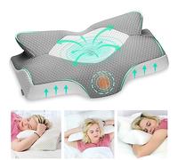 Elviros Oreiller Orthopédique Ergonomique à Mémoire de Forme Cervicales Douloureuses Coussin pour la Nuque, Soulager la Douleur, 53.8 x 11/9 x 33 cm, Gris