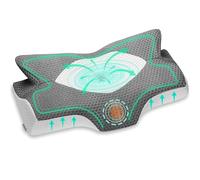 Elviros Oreiller Orthopédique Ergonomique à Mémoire de Forme Cervicales Douloureuses Coussin pour la Nuque, Soulager la Douleur, 53.8 x 11/9 x 33 cm, Gris Foncé