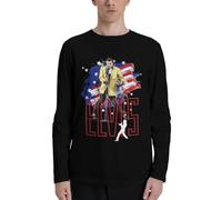 Elvis Chanteurs Presley Rock Men's Basic Long Sleeve T-Shirt Mens Fashion Casual Crewneck T-Shirts Tops 3D Print Summer Sport Tee Tops，XX-Large