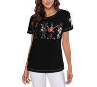 Elvis chanteuse Presley Rock T-Shirt à Manches Courtes et col Rond pour Femme, imprimé Tendance, Chemisier pour Femme, Chemise Ample décontractée, Hauts d'été，Large