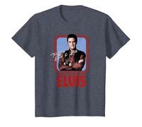 Elvis Presley Figurine Officielle Rock N Roll T-Shirt, Enfant, Bleu Chiné, 10 Ans