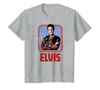 Elvis Presley Figurine Officielle Rock N Roll T-Shirt, Enfant, Gris Chiné, 6 Ans