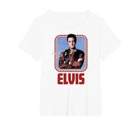 Elvis Presley Figurine Officielle Rock N Roll T-Shirt, Femme Grandes Tailles, Blanc, 4X