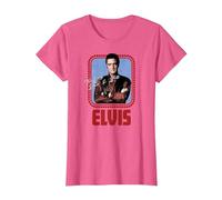 Elvis Presley Figurine Officielle Rock N Roll T-Shirt, Femme, Rose Chiné, S
