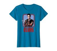 Elvis Presley Figurine Officielle Rock N Roll T-Shirt, Femme, Saphir, M