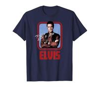 Elvis Presley Figurine Officielle Rock N Roll T-Shirt, Homme, Bleu Marine, 6XL