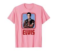 Elvis Presley Figurine Officielle Rock N Roll T-Shirt, Homme, Rose, 3XL