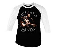ELVIS PRESLEY Licence Officielle Suspicious Minds Baseball T-Shirt à Manches 3/4 (Noir-Blanc), Medium