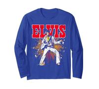Elvis Presley Official Retro Manche Longue, Unisexe pour Adultes, Bleu Royal, S
