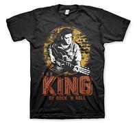 ELVIS PRESLEY Officiellement sous Licence The King of Rock 'n Roll T-Shirt pour Hommes (Noir), Medium