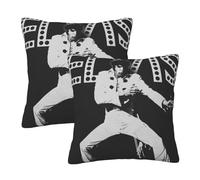 Elvis Singer Presley Rock Taie d'oreiller en Peluche réversible, Coussin de Protection décoratif carré Doux, Fermeture Super Respirante, taies d'oreiller carrées Standard de 2,16"x16"