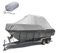ELVONS Housse pour Bateau, 210d Protection ImperméAble Bache Bateau Housse De Bateau Semi-Rigide avec Cordon éLastique RéGlable11-27 Pieds: 600cm*300cm,Gris,17~19ft：600CM*300CM