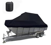 ELVONS Housse pour Bateau, 210d Protection ImperméAble Bache Bateau Housse De Bateau Semi-Rigide avec Cordon éLastique RéGlable11-27 Pieds: 600cm*300cm,Noir,17~19ft：600CM*300CM