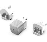 ELVORIX-- Chargeur Rapide USB-C 20W - sans Câble - 3 Prises Incluses (EU/US/UK) - Argent/Gris