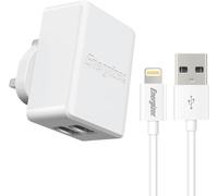 ELVORIX-- Chargeur Secteur pour Smartphone et Tablette - 17W - 2 Ports USB-A - Prise UK. Cable Lightning Inclus
