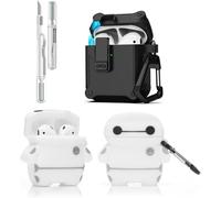 ELVORIX-Coque de protection 3 en 1 compatible avec Apple AirPods (2e/1ère génération) avec kit de nettoyage et porte-clés (Baymax)