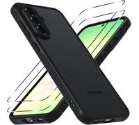 ELVORIX-Coque Mat pour Samsung Galaxy A56 5G avec 2 Pièces Verre Trempé, Étui Housse Arrière Translucide Givrée Fine, Protection Intégrale Antichoc -Translucide Noir
