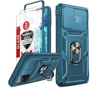 ELVORIX-Coque pour Samsung Galaxy S20 FE 5G/4G(Pas S20) avec 2 Verre Trempé, 360 Full Body Protection de la Caméra en PC Dur Anti-Chut Renforcée Armor Heavy Duty Antichoc Bumper Housse Etui Bleu