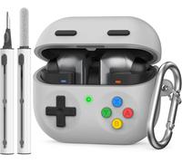 ELVORIX-Coque Samsung Galaxy Buds3 FE (2025)/ Galaxy Buds3 et Buds3 Pro (2024) avec Kit de Nettoyage, 3D Button Housse en Silicone Etui de Protection pour Samsung Buds3 avec Mousqueton, Gris Clair